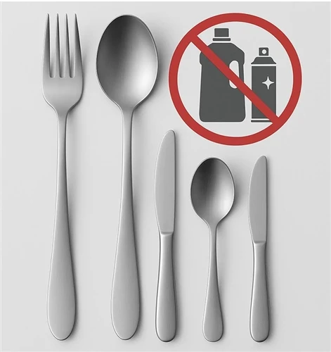 Which detergents should I avoid for stainless steel flatware?