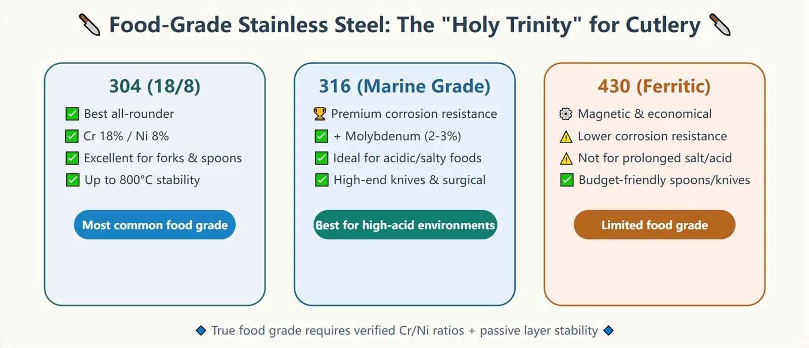 Food-Grade Stainless Steel- The Holy Trinityfor Cutlery Food-Grade Stainless Steel- The Holy Trinityfor Cutlery