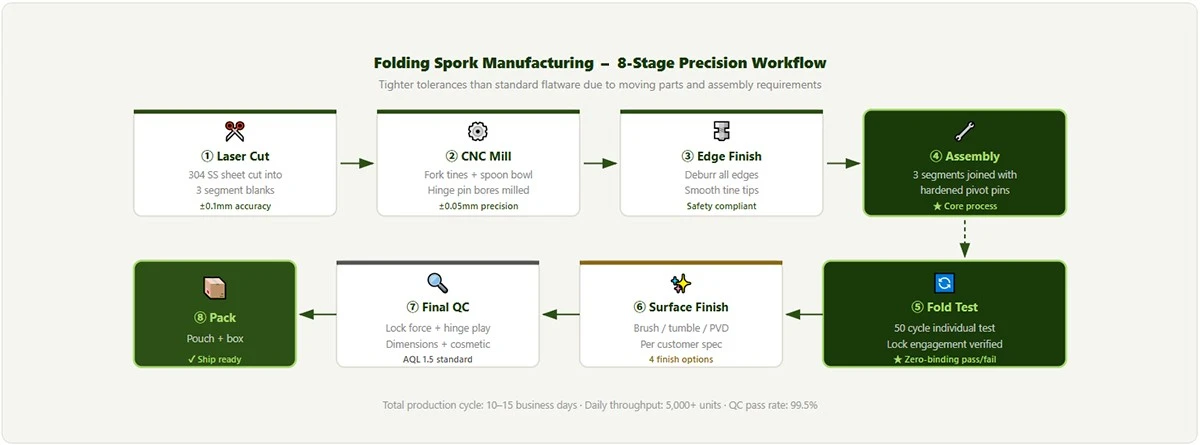 Folding Spork Manufacturing - 8-Stage Precision Workflow Folding Spork Manufacturing - 8-Stage Precision Workflow
